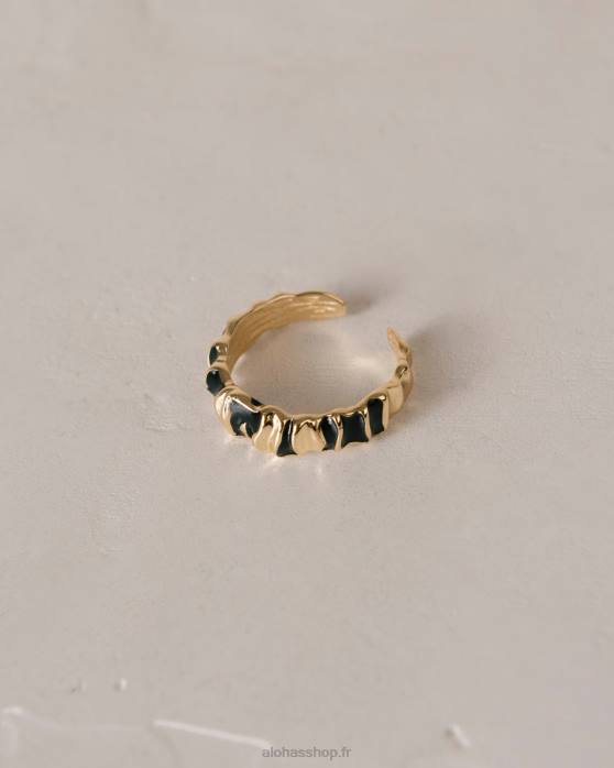 femmes noir P64N1079 Alohas mélancolique - bague or et noir