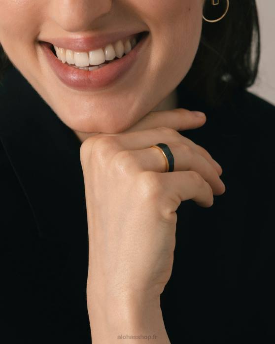 femmes noir P64N1106 Alohas abeam - bague noir et or
