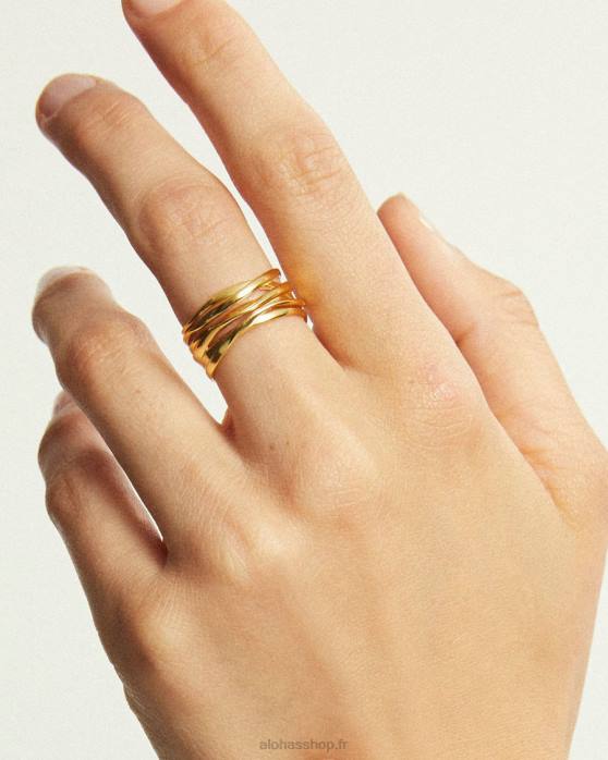 femmes or P64N1134 Alohas multi courbe - bague en or