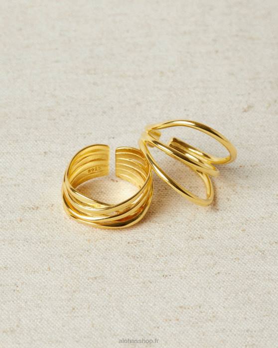 femmes or P64N1134 Alohas multi courbe - bague en or