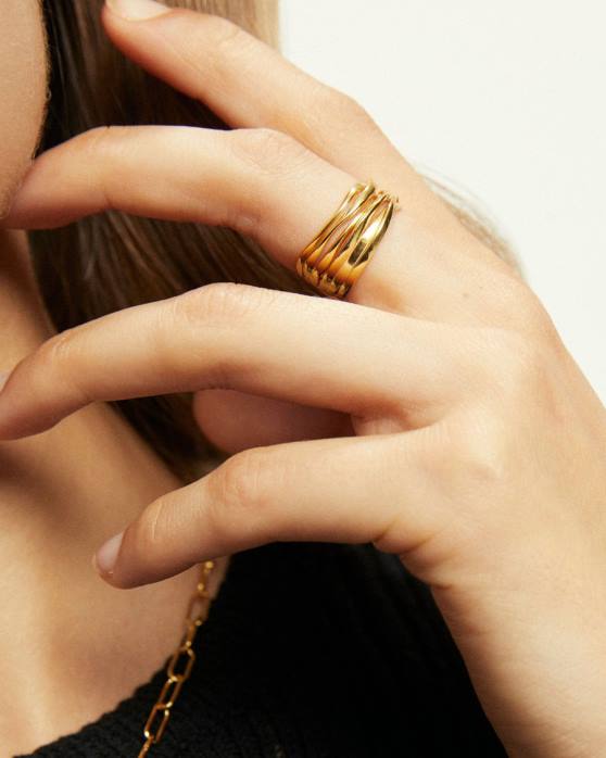 femmes or P64N1134 Alohas multi courbe - bague en or