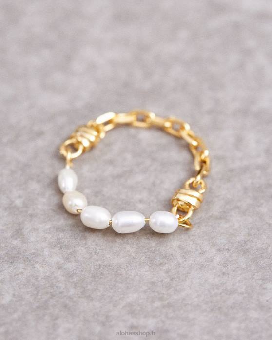 femmes or P64N1135 Alohas chaîne de perles - anneau de perles d'or