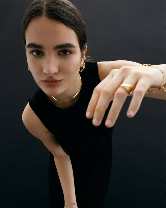 femmes or P64N1192 Alohas timbre - bague en or minimale