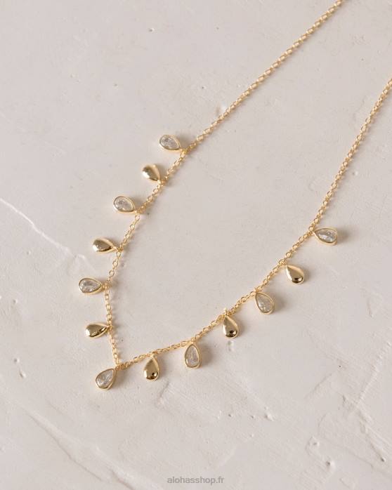 femmes blanc P64N1208 Alohas boheme - collier or et blanc