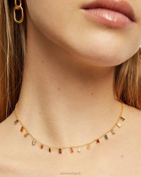 femmes or P64N1110 Alohas aquarius - collier en or avec pierres précieuses multicolores