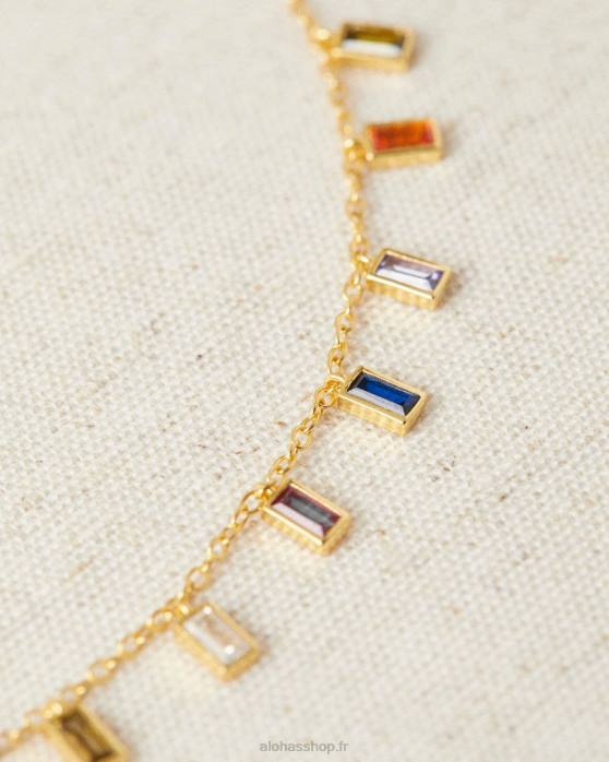femmes or P64N1110 Alohas aquarius - collier en or avec pierres précieuses multicolores