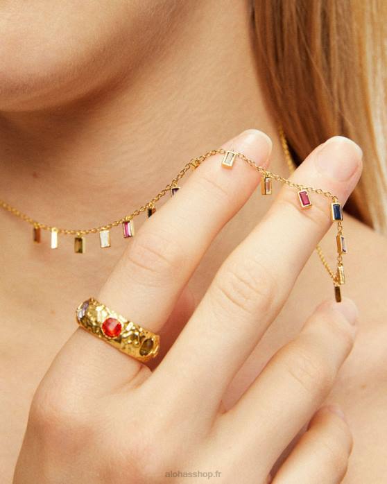 femmes or P64N1110 Alohas aquarius - collier en or avec pierres précieuses multicolores