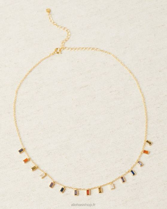 femmes or P64N1110 Alohas aquarius - collier en or avec pierres précieuses multicolores