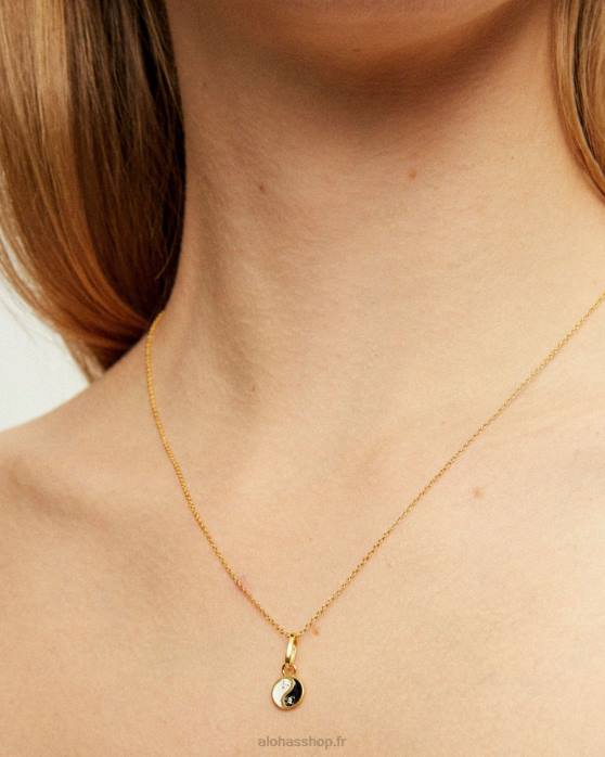 femmes or P64N1146 Alohas ying yang - collier en or