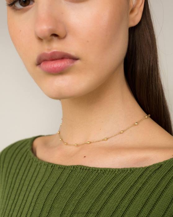 femmes or P64N1182 Alohas points - collier en or