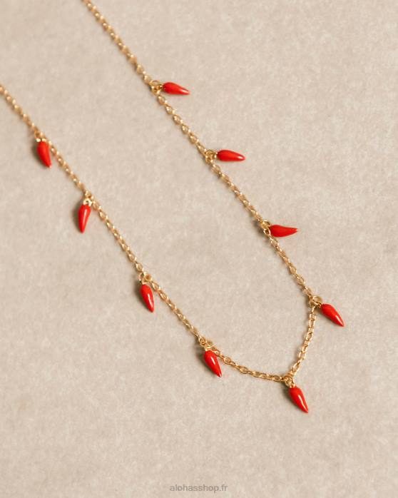 femmes rouge P64N1112 Alohas jalapeno - collier or et rouge
