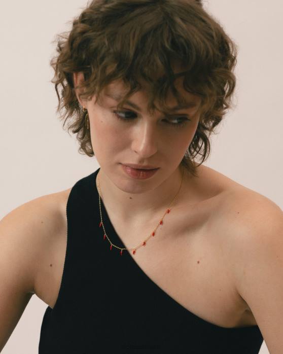 femmes rouge P64N1112 Alohas jalapeno - collier or et rouge