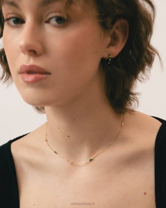 femmes vert P64N1028 Alohas tamarillo - collier or et vert