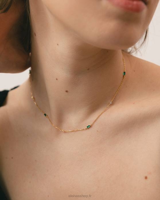femmes vert P64N1028 Alohas tamarillo - collier or et vert