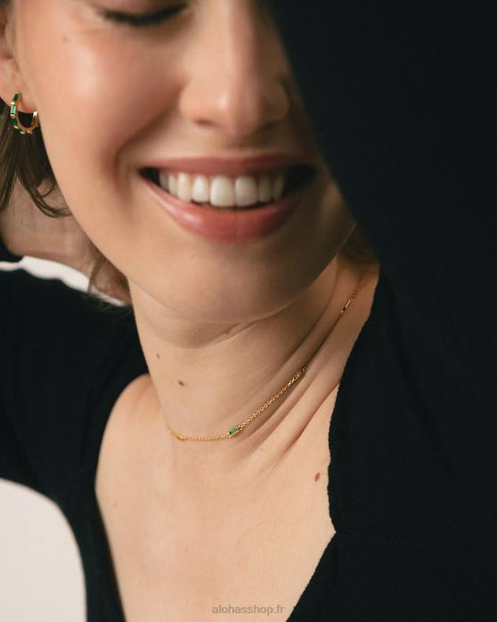 femmes vert P64N1028 Alohas tamarillo - collier or et vert