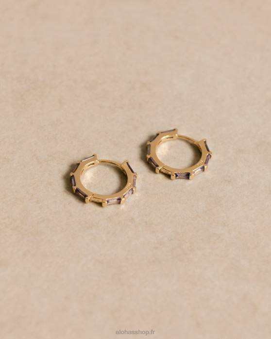 femmes lilas P64N1056 Alohas orlop - boucles d'oreilles or et violet