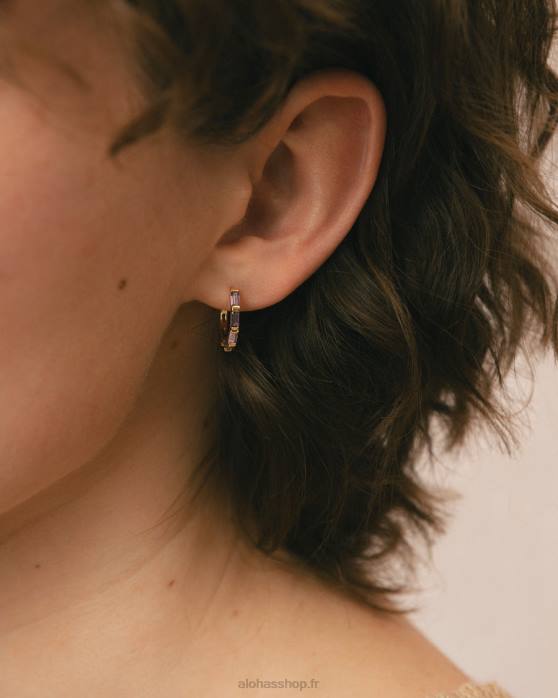 femmes lilas P64N1056 Alohas orlop - boucles d'oreilles or et violet