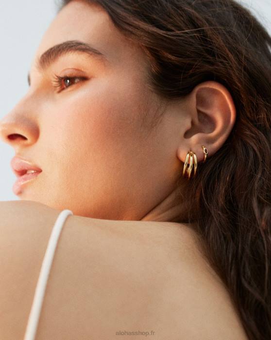 femmes or P64N1088 Alohas trilogie - boucles d'oreilles en or