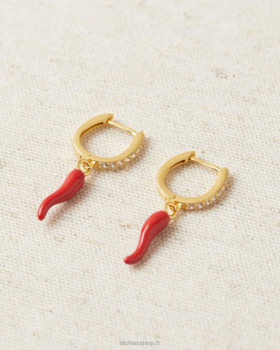 femmes or P64N1125 Alohas épicé - boucles d'oreilles en or