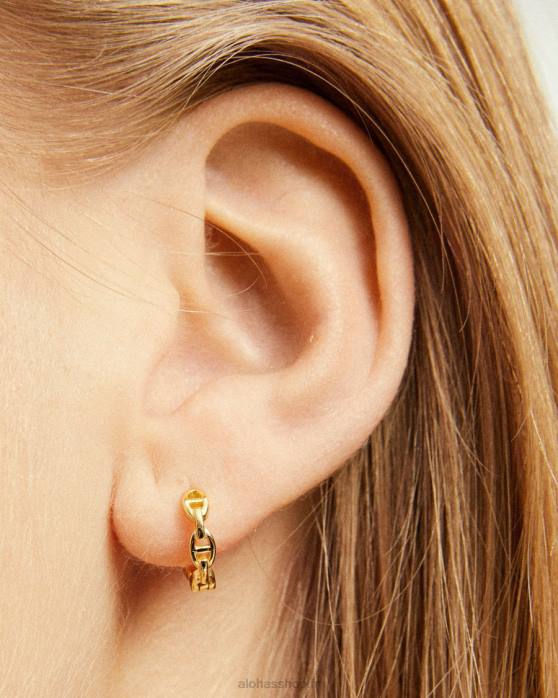 femmes or P64N1147 Alohas lyre - boucles d'oreilles en or