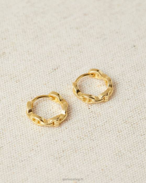femmes or P64N1147 Alohas lyre - boucles d'oreilles en or