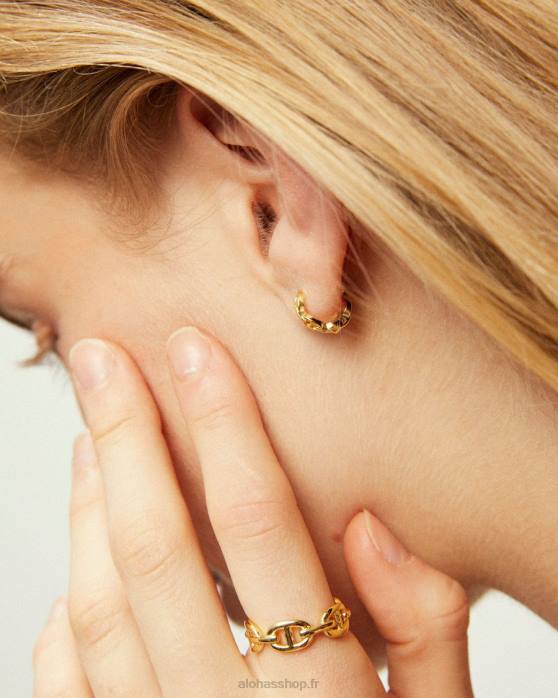 femmes or P64N1147 Alohas lyre - boucles d'oreilles en or