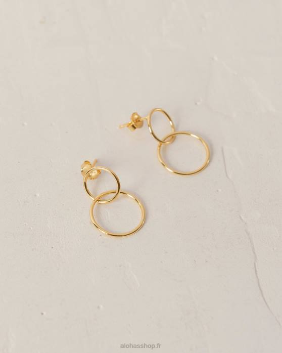 femmes or P64N1165 Alohas papaye - boucles d'oreilles en or