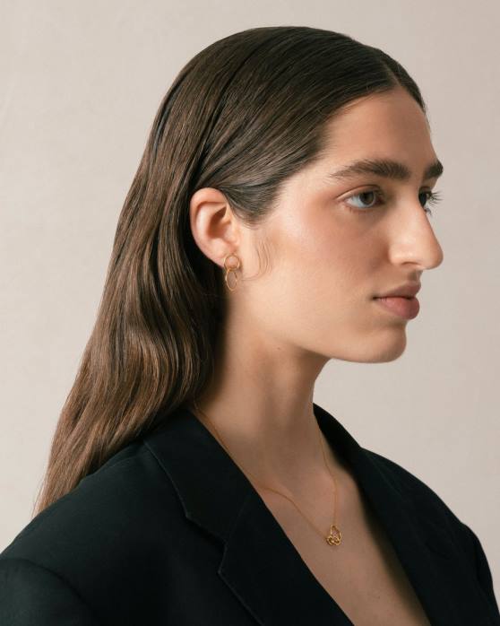 femmes or P64N1165 Alohas papaye - boucles d'oreilles en or