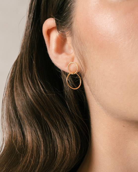 femmes or P64N1165 Alohas papaye - boucles d'oreilles en or