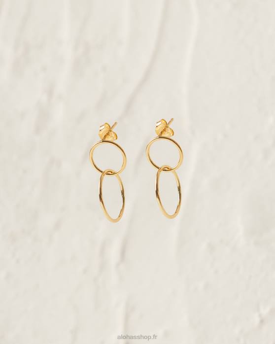 femmes or P64N1165 Alohas papaye - boucles d'oreilles en or