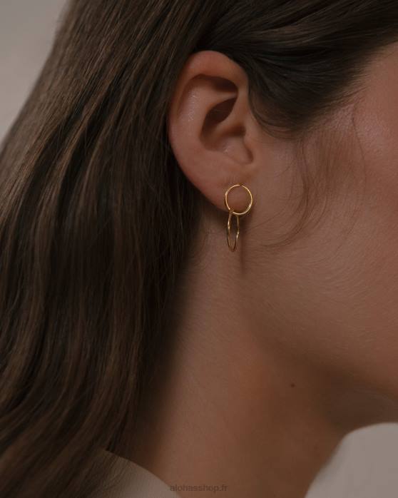 femmes or P64N1165 Alohas papaye - boucles d'oreilles en or