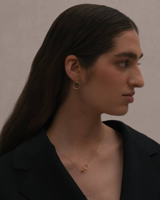 femmes or P64N1165 Alohas papaye - boucles d'oreilles en or