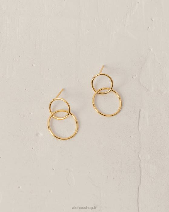 femmes or P64N1165 Alohas papaye - boucles d'oreilles en or