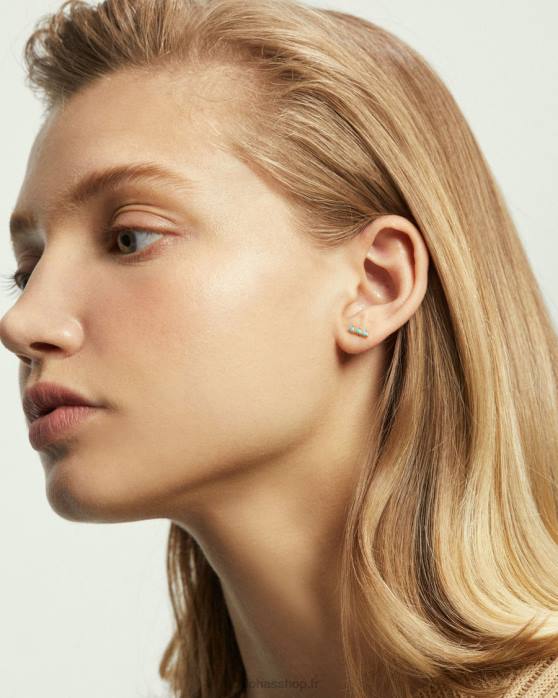 femmes or P64N1180 Alohas triplet - boucles d'oreilles bleues