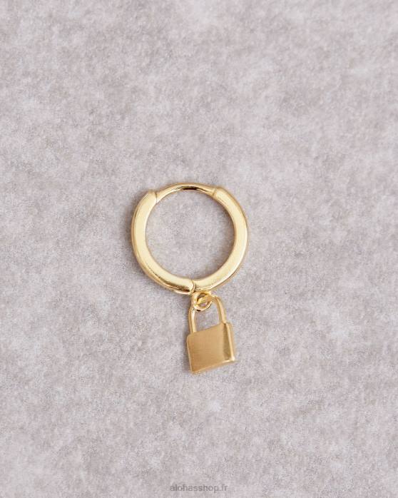 femmes or P64N1194 Alohas serrure - boucles d'oreilles en or