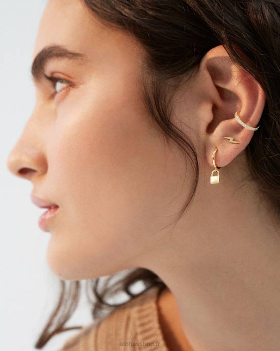 femmes or P64N1194 Alohas serrure - boucles d'oreilles en or