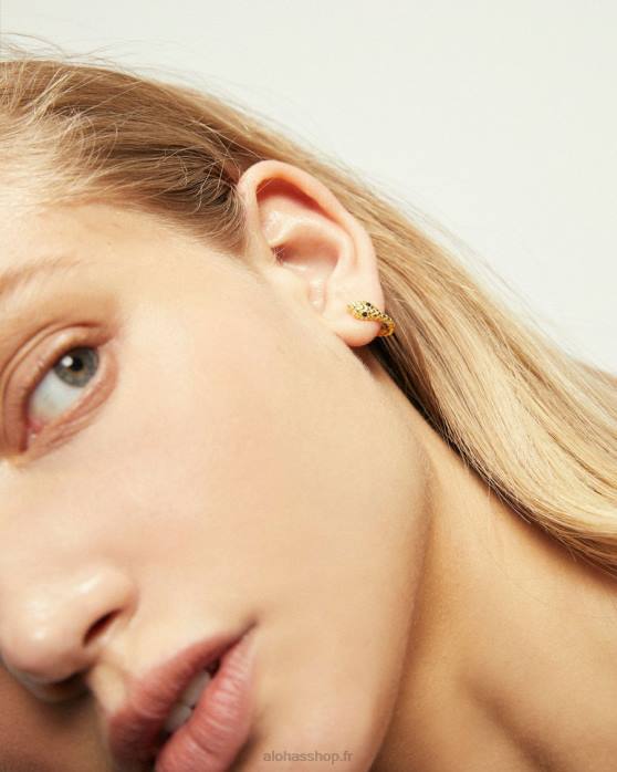femmes or P64N1195 Alohas cobra - boucles d'oreilles en or