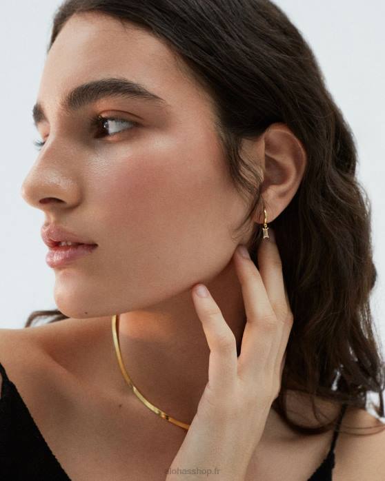 femmes sable beige P64N1067 Alohas cristal suspendu - boucles d'oreilles en cristal doré et beige
