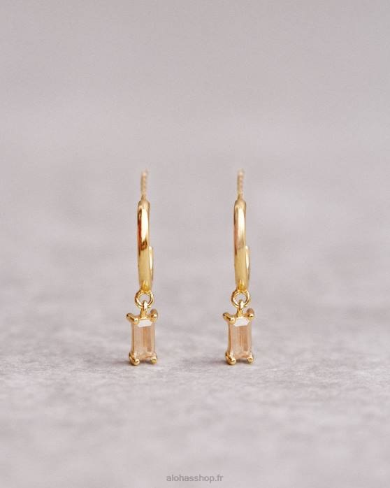 femmes sable beige P64N1067 Alohas cristal suspendu - boucles d'oreilles en cristal doré et beige