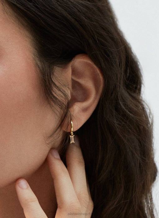 femmes sable beige P64N1067 Alohas cristal suspendu - boucles d'oreilles en cristal doré et beige