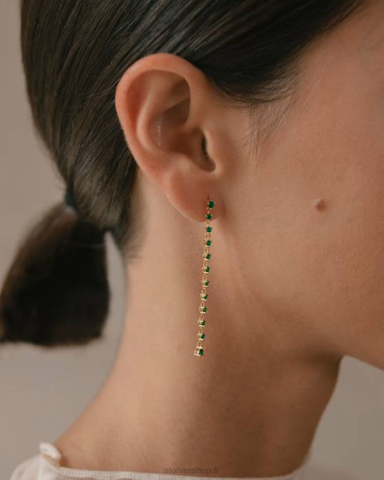 femmes vert P64N1081 Alohas lust - boucles d'oreilles or et vert