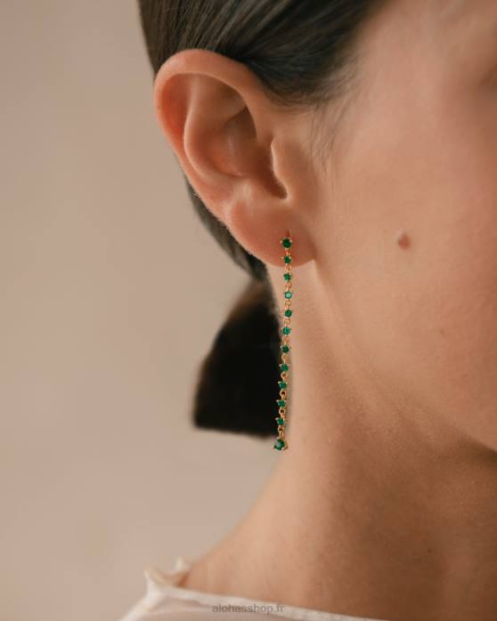 femmes vert P64N1081 Alohas lust - boucles d'oreilles or et vert