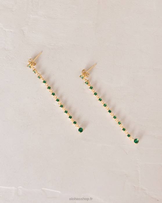 femmes vert P64N1081 Alohas lust - boucles d'oreilles or et vert
