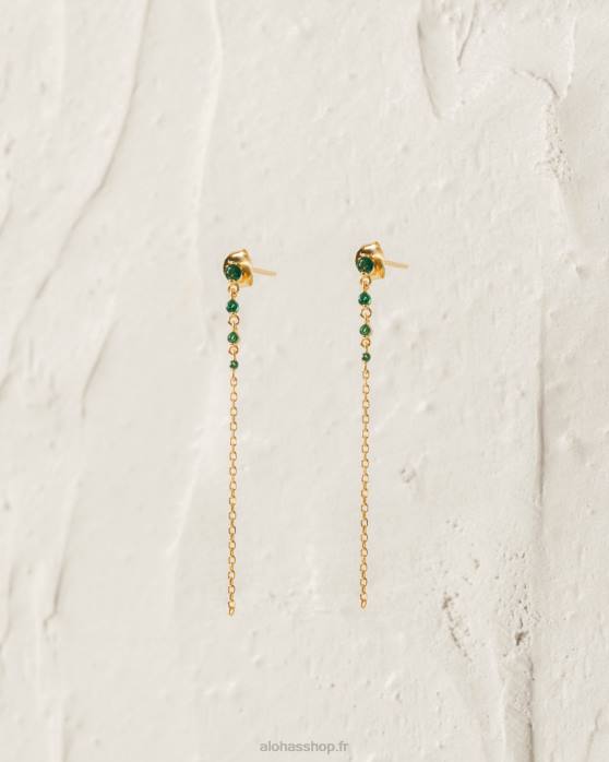 femmes vert P64N1108 Alohas guama - boucles d'oreilles vertes et dorées