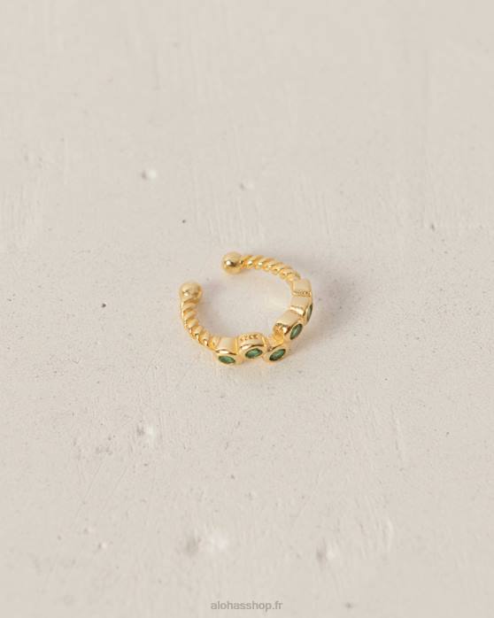 femmes vert P64N1114 Alohas jacquier - boucle d'oreille verte et dorée