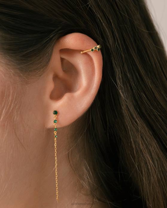 femmes vert P64N1114 Alohas jacquier - boucle d'oreille verte et dorée