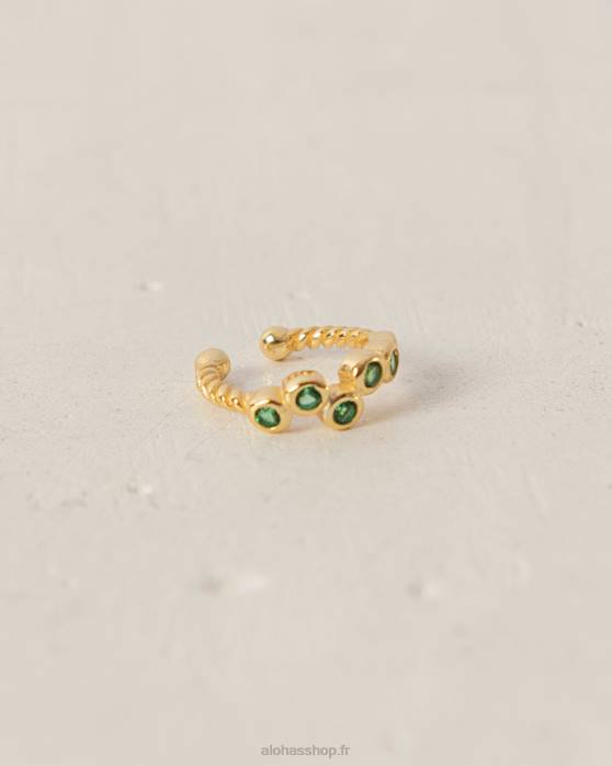 femmes vert P64N1114 Alohas jacquier - boucle d'oreille verte et dorée