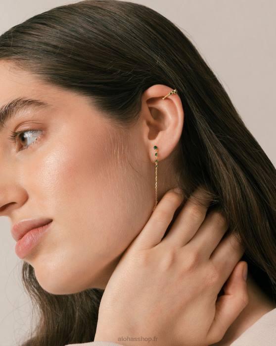 femmes vert P64N1114 Alohas jacquier - boucle d'oreille verte et dorée