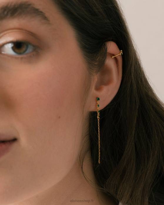 femmes vert P64N1114 Alohas jacquier - boucle d'oreille verte et dorée