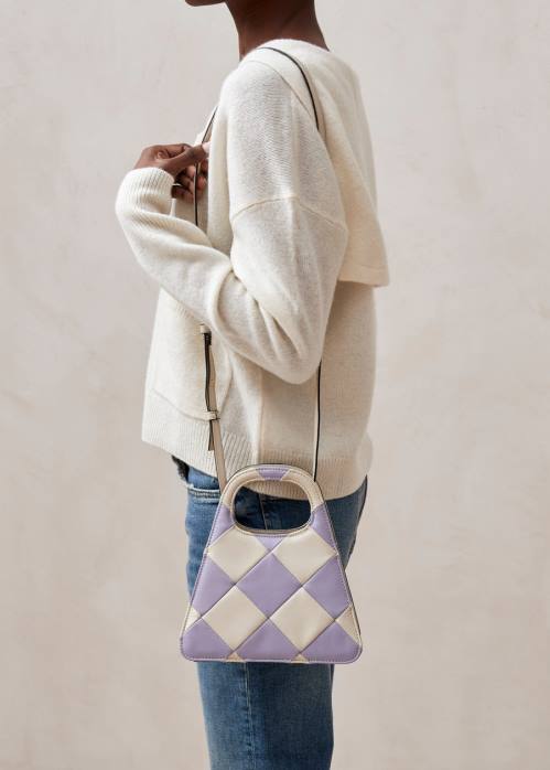 femmes Scacchi mauve ivoire P64N1098 Alohas le a scacchi - sac à main à carreaux blanc et violet
